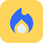 Incone flamme bleu sur fond jaune qui represente les formations liées à la prévention incendie en entreprise