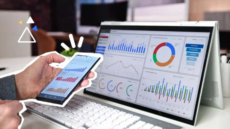 Professionnel analysant des graphiques et indicateurs de sécurité sur un ordinateur et un smartphone, illustrant le pilotage de la performance HSE en entreprise.