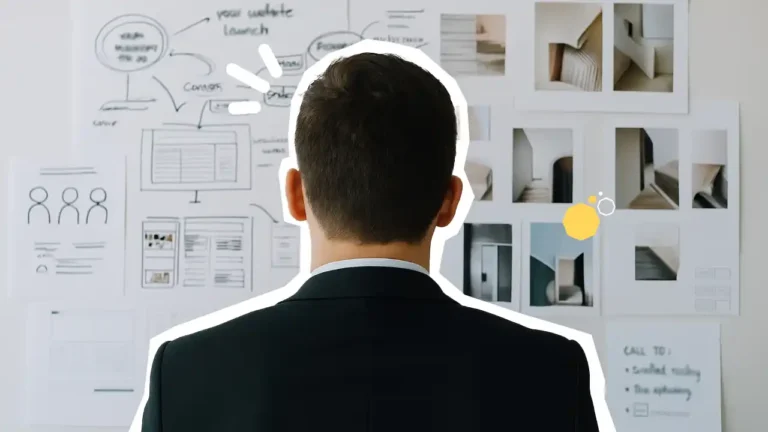 Homme en costume analysant des schémas et documents d’audit affichés au mur, illustrant la planification et la préparation d’un audit interne selon la norme ISO 19011.