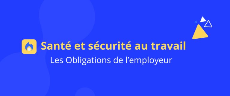 Visuel sur les obligations de l’employeur en santé et sécurité au travail, fond sombre avec pictogrammes jaunes et bleus.